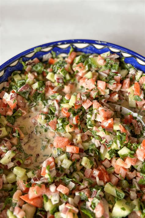 jerusalem salad with tahini.